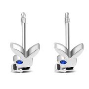 Playboy Blue Sapphire Swarovski Sterling Silver Stud Earrings